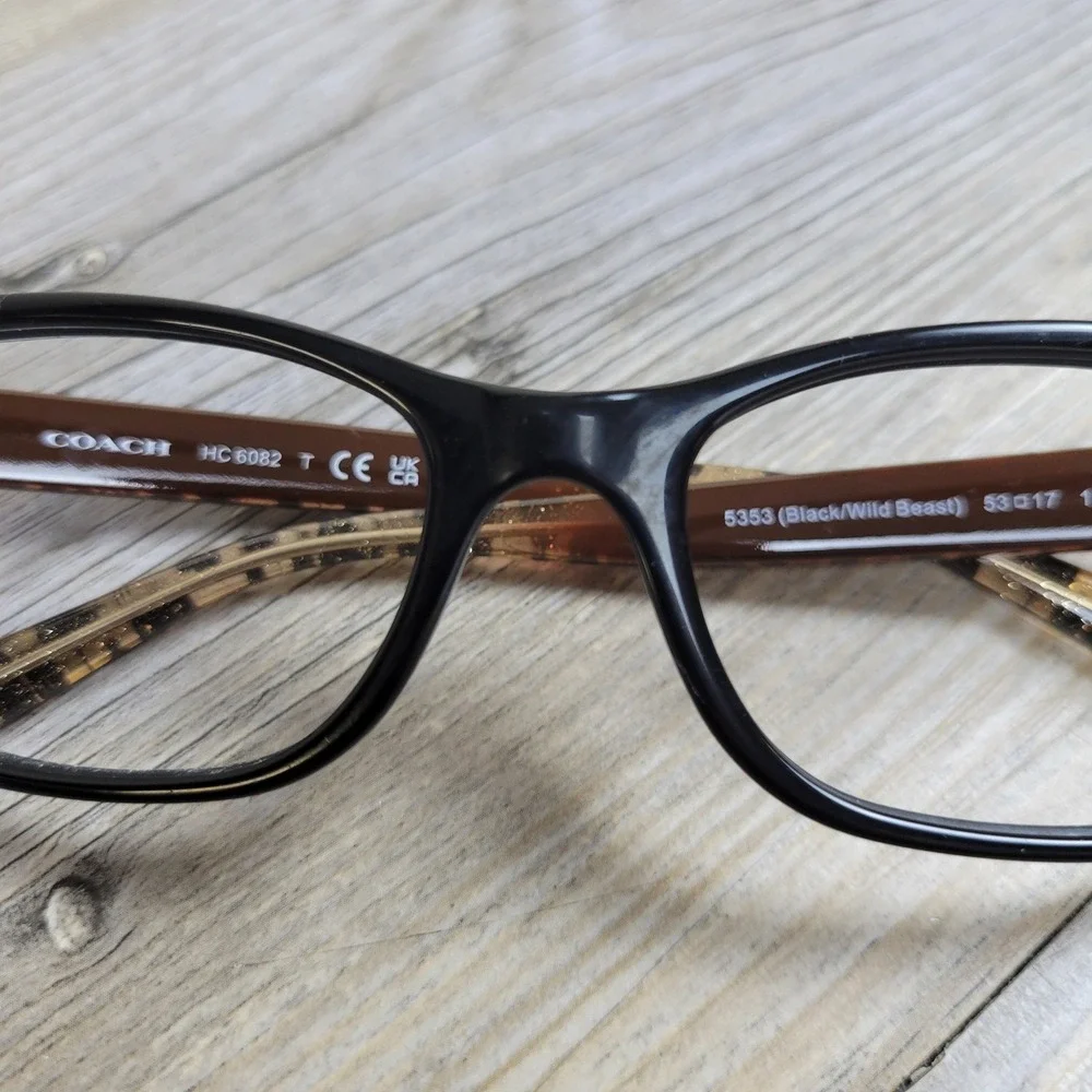 Coach Eyeglasses Frames HC 6082 T 5353 Black/Wild Beast Animal Print 53-17-135